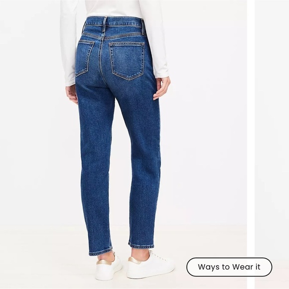 Loft Petite High Rise Slim Jeans in Dark Wash - Picture 3 of 11